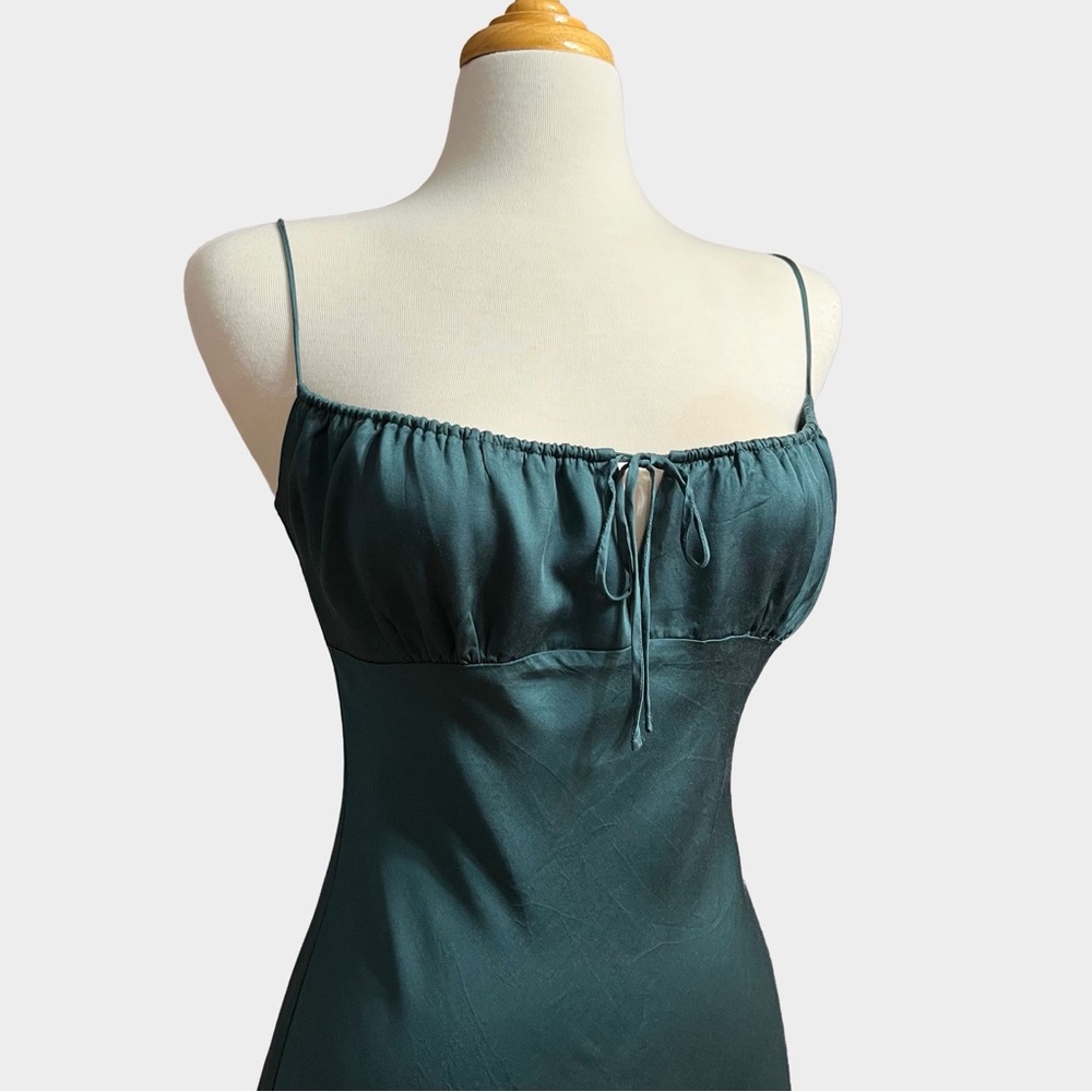 PINK Victoria’s Secret TENCEL™ Slip Mini Dress | Y2K Emerald Green S-M - Picture 5 of 10